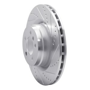 Land Rover Range Rover Brake Rotor (1) - Front Right - R1 Concepts - Drilled & Slotted - Silver - `06-`12